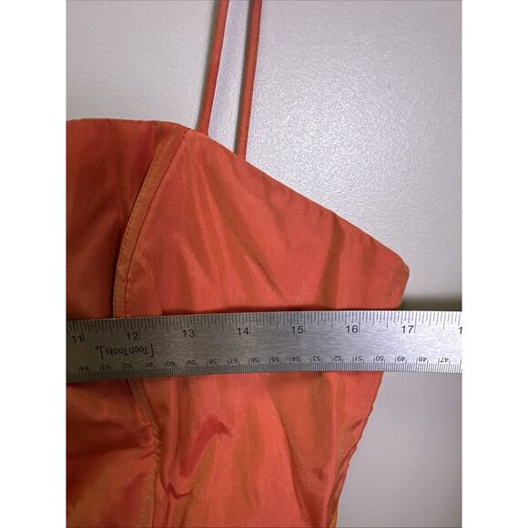 VTGY2K Niki Livas Corset Top 14 Spaghetti Strap Gold Trip Beaded Fringe Orange - Picture 8 of 9